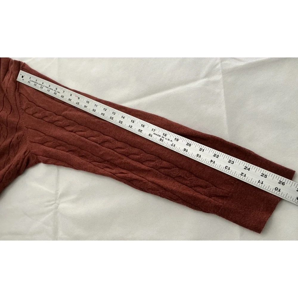 Jos A Bank Reserve Sweater Mens XL Cashmere Blend Crew Neck Pullover Cable Rust